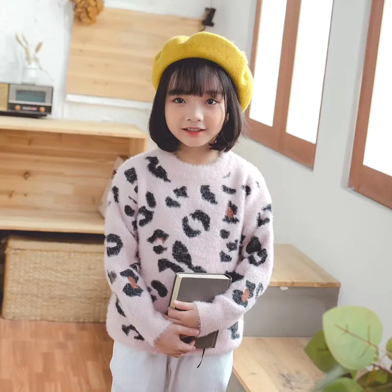 

1906 Autumn And Winter New Style GIRL'S Sweater Mink Cashmere Base Shirt-Style Pullover Children Cartoon Sweater