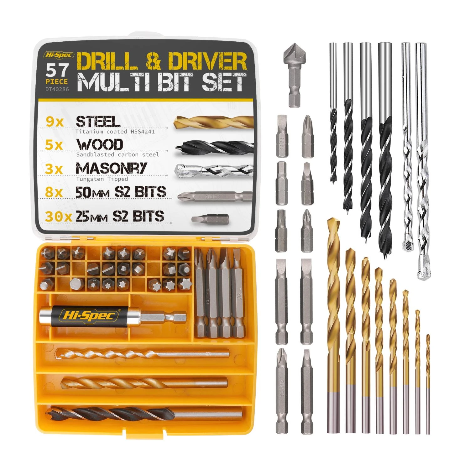 HiSpec Piece Multi Drill Bit Sizes From 1/16in To HSS Titanium Steel