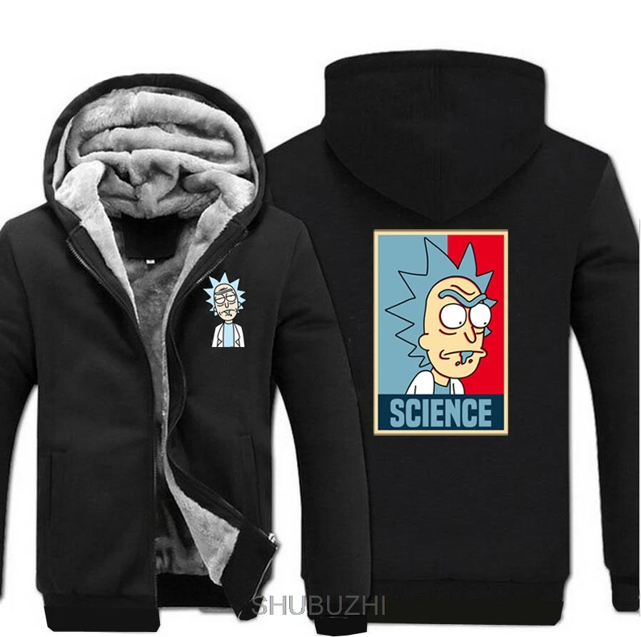 Толстовки с капюшоном в стиле аниме «Science Rick and Morty», плотные мужские зимние теплые куртки shubuzhi, спортивный костюм, мужской свитер, японское пальто - Цвет: same as picture