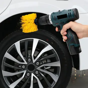

4Pcs/Set Car Floor Washing Hard Bristle Brush Electric Drill Brush Kit Cleaning Brush Car Tires Nylon Brushes Scrubber Drill