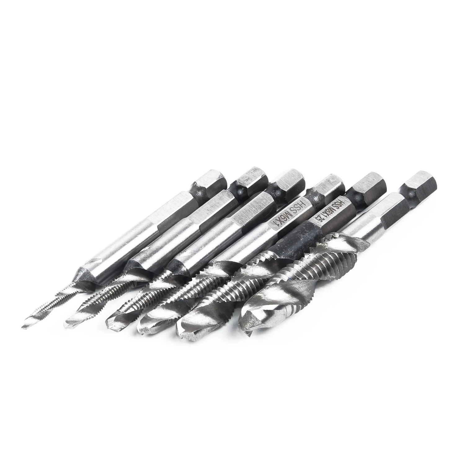 HSS Drill Bits Metric Screw Thread Metal Kits Tools M3-M10 1/4" Hex Shank For Auto Repairing 6Pcs 6x