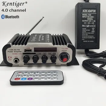

4.0 Channel Bluetooth Stereo HIFI Amplifier Support 6.5mm Mic Home Theater With 12V5A Power & AV Cable USB SD FM Karaoke Amp