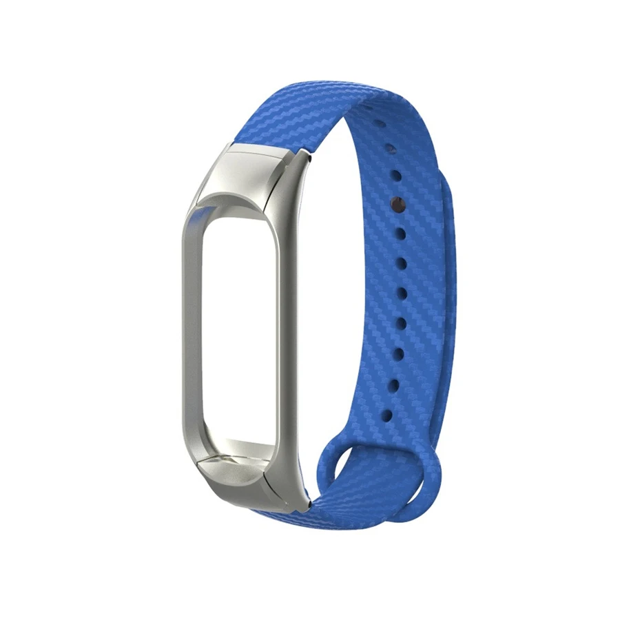 Спортивный карбоновый волоконный ремень для Xiaomi mi Band 4, сменный ремешок для часов, металлический корпус, браслет для mi Band 3, аксессуары - Цвет: A Style Blue