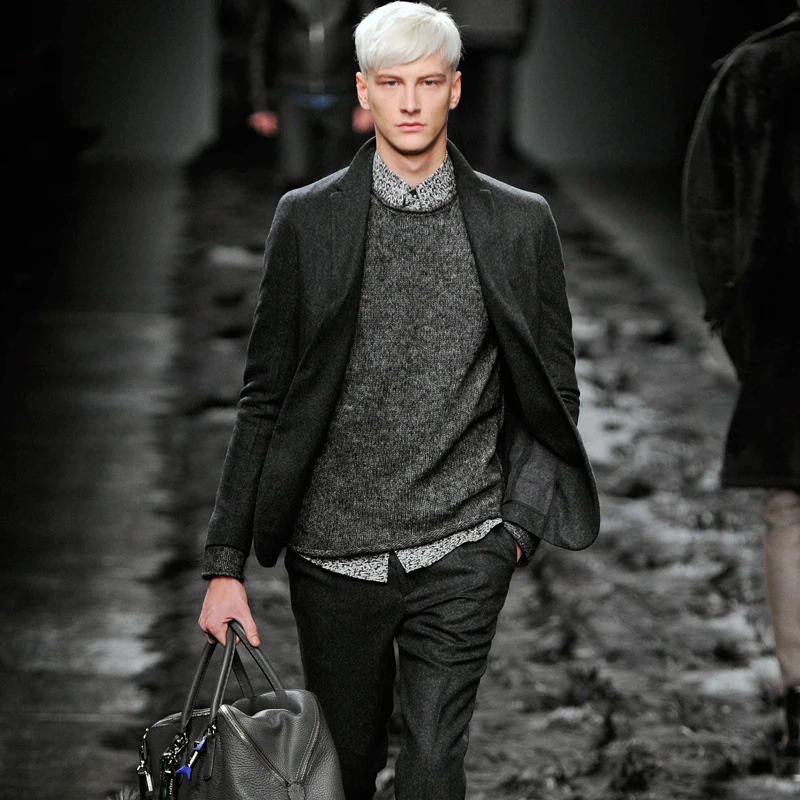 

Мужской Повседневный шерстяной приталенный костюм, новый британский простой пиджак большого размера, весна-осень 2020