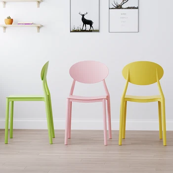 

Nordic Dining Chair Restaurant Home Dining Chair Modern Minimalist Adult Stool Plastics Back Dresser Celebrity Makeup Chair