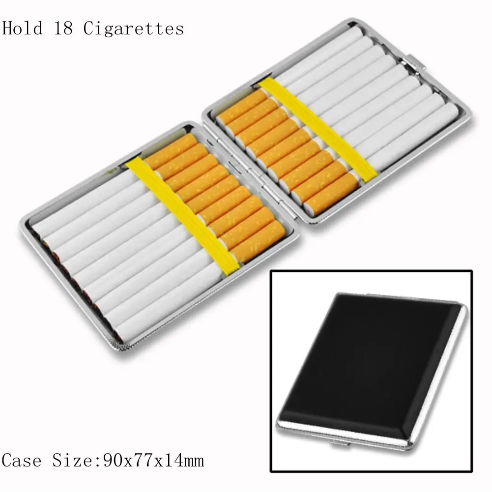 Чехол для сигарет hold 12, 14, 16, 18, 20, классический кожаный металлический чехол для сигарет, чехол для табака, коробка для мужских подарков - Цвет: hold 18pcs