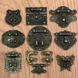 1set Antique Bronze Latch Hook Hasp Wood Jewelry Box Latch Hook Clasp Cases Chests Latch Lock with Screws