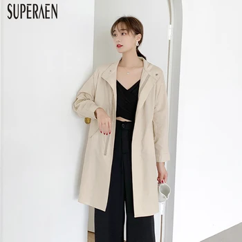 

SuperAen Fashion Trench Coat for Women 2019 New Korean Style Wild Cotton Ladies Windbreaker Autumn and Spring Women Clothing
