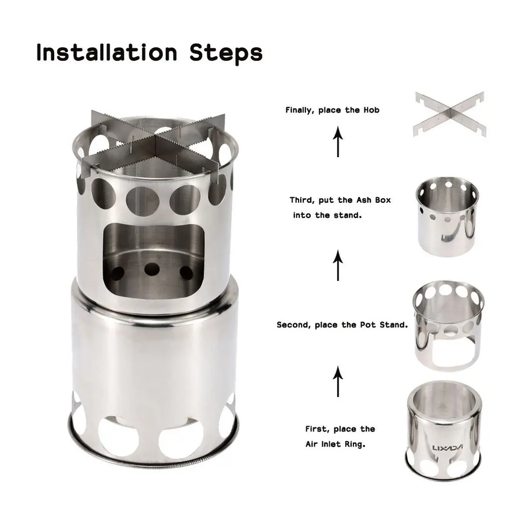 Походный Набор для кемпинга, горшок, дровяная печь, набор с кухонная посуда, плита, Уличное оборудование, мода