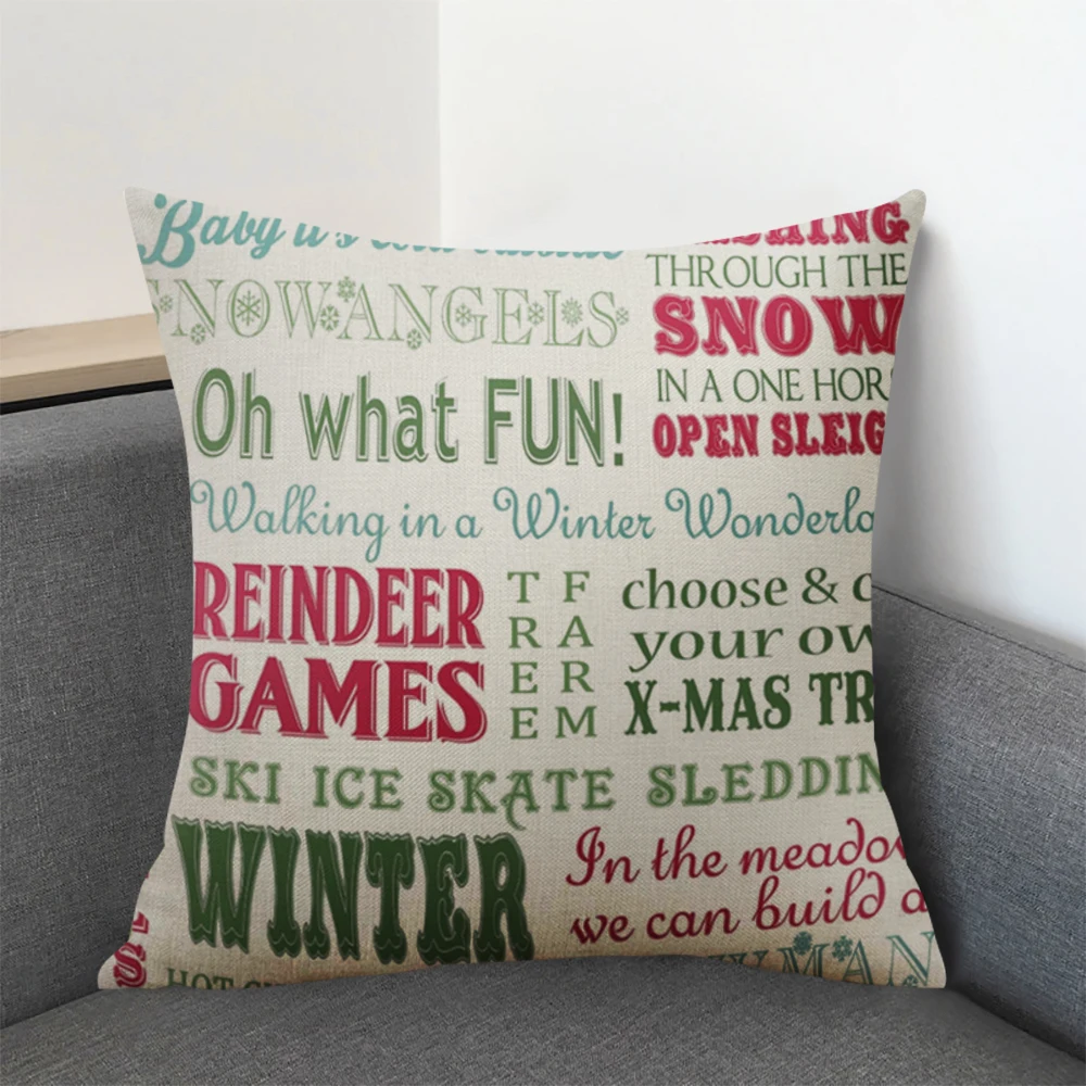 Christmas Deer Gifts Cotton Linen Throw Pillow Cushion Cover Car Home Sofa Decorative Pillowcase 45x45cm | Дом и сад