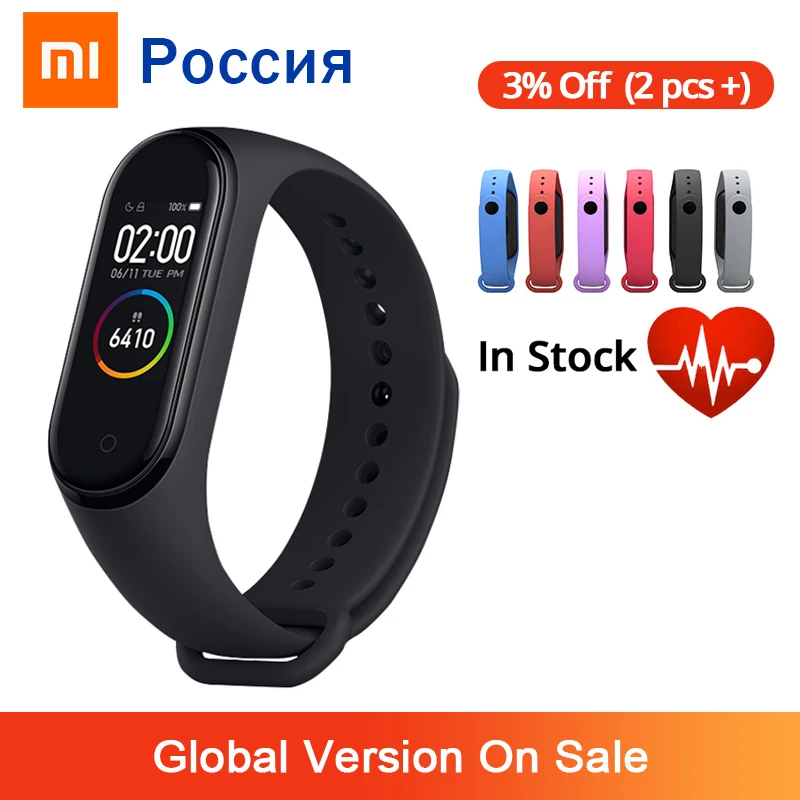 Смарт браслет Xiaomi Mi Band 4 с цветным экраном 3 AMOLED фитнес пульсом и Bluetooth спортивный