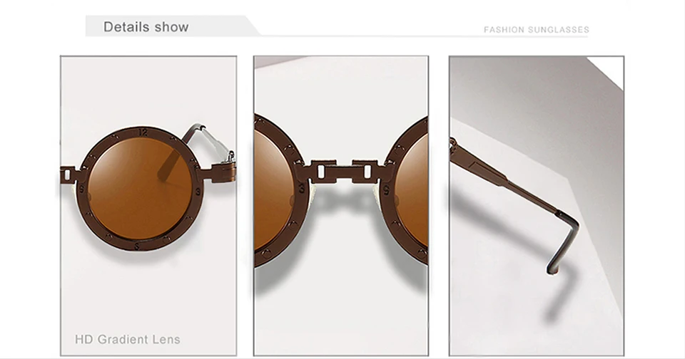Классические готические стимпанк Солнцезащитные очки круглые металлические брендовые дизайнерские винтажные очки высокого качества UV400 очки
