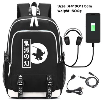 

Hot Anime Demon Slayer Laptop Backpack Oxford School Bags Students Bookbag Travel USB Charging Bagpack Mochila Feminina