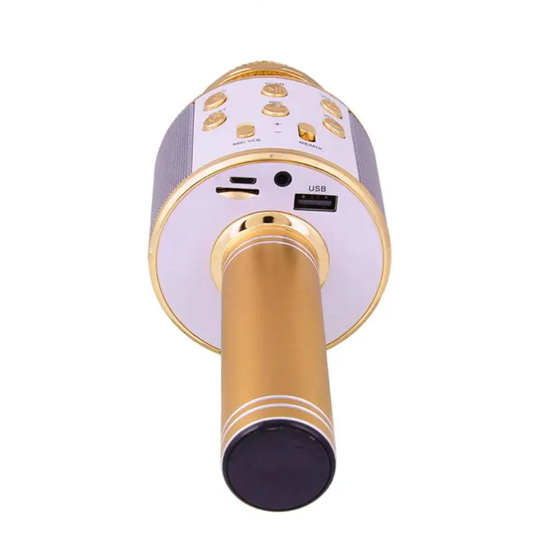 WS858 беспроводной Bluetooth караоке микрофон стерео микрофон KTV USB динамик плеер