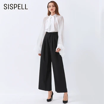 

SISPELL Elegant Solid Color Women's Straight Wide-leg Pants High Waist Loose For Female Trousers 2020 Fashion Autumn New Tide