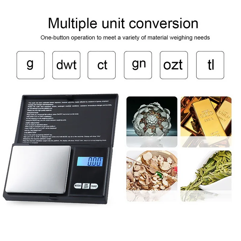 

1Pcs Gram Weight Measure Tool For Kitchen Mini Precise Digital Scale 100/200/300/500/1000g 0.01/0.1g LCD Display Pocket Scale