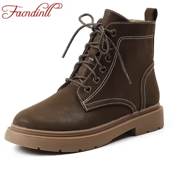 

FACNDINLL Women Boots Nubuck Leather Shoes Women Ankle Boots 2020 Autumn Winter Botas Mujer Booties Punk Black Riding Boots 40