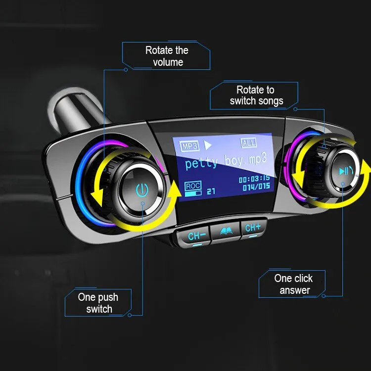 Fm-передатчик Aux модулятор Bluetooth Handsfree автомобильный комплект автомобильный аудио mp3-плеер с Умной зарядкой двойной USB Автомобильное зарядное устройство bt 06