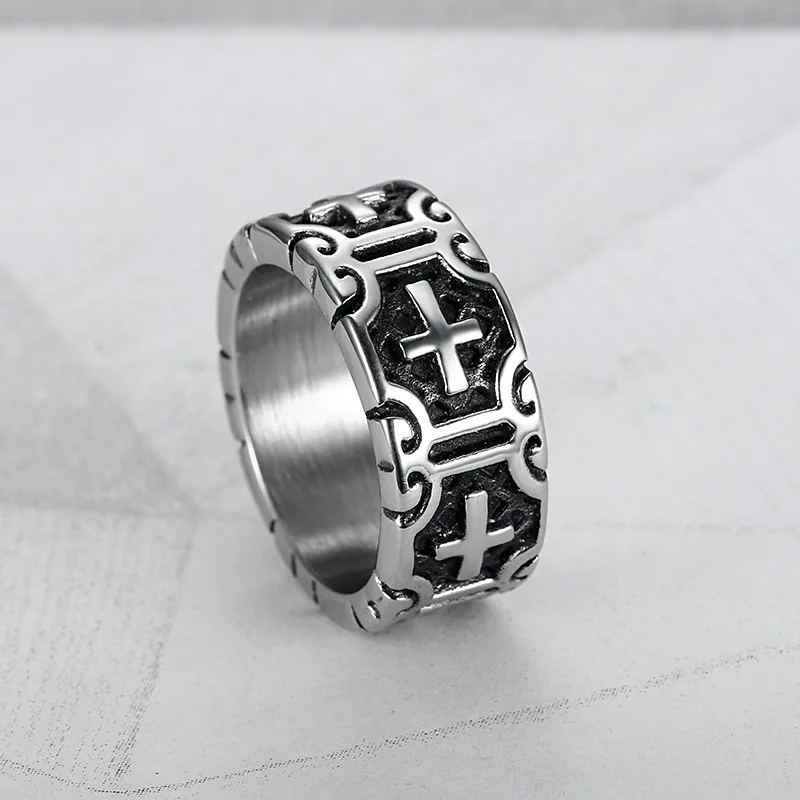 Винтаж Панк Рок Крест кольцо нержавеющая сталь 316 L для мужчин отец ювелирные изделия подарок на день рождения