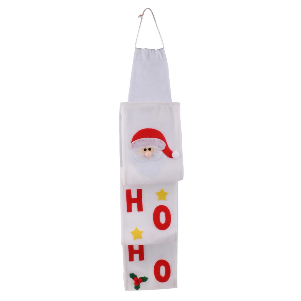 Santa Claus Fabric Toilet Reel Roll Paper Cover Hanging Holder Xmas Home Bathroom Decoration White