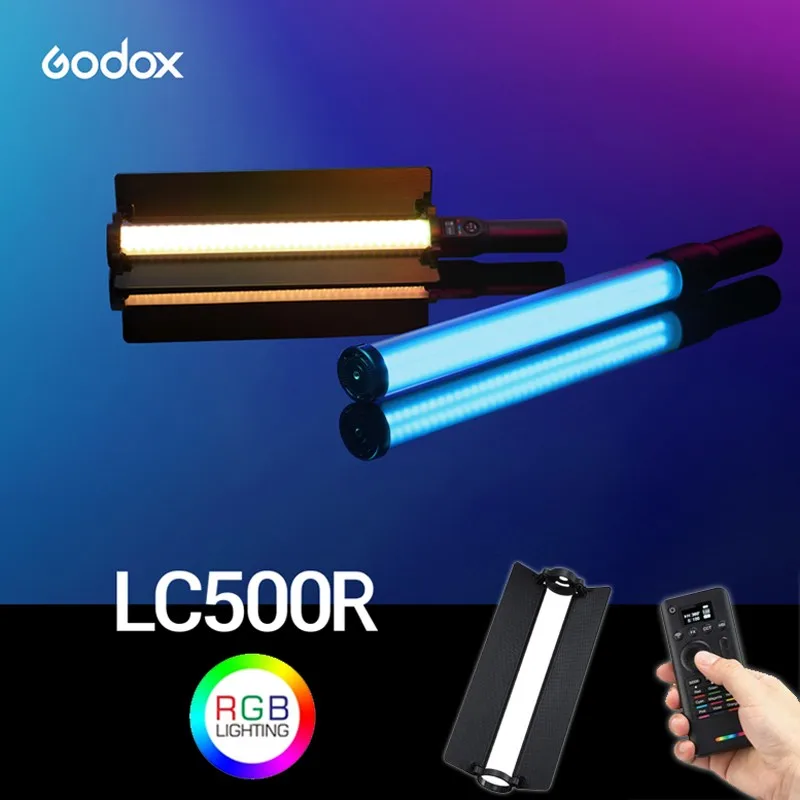 US $279.00 Godox LC500R 2500K8500K BiColor Full Color RGB LED Light Stick Lighting Effects CRI 96 TLCI 98 With Remote Control Barndoor
