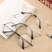 Лидер продаж, классические очки для чтения с круглой оправой, круглые линзы, плоская близорукость, оптическое зеркало, простые металлические женские/мужские очки, Рождественский подарок