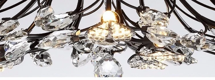 Modern LED Chandelier Fixtures For Living Room Crystal Lampshade Decor Home Lighting Black Gold Bedroom Lustre Ceiling Lamp