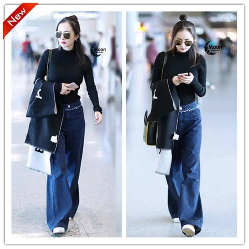 

Jeans Women Leisure Loose High Waist Retro Wide Leg Womens Jean Korean Style All-match Simple Full-length Trendy Chic Zipper 5XL