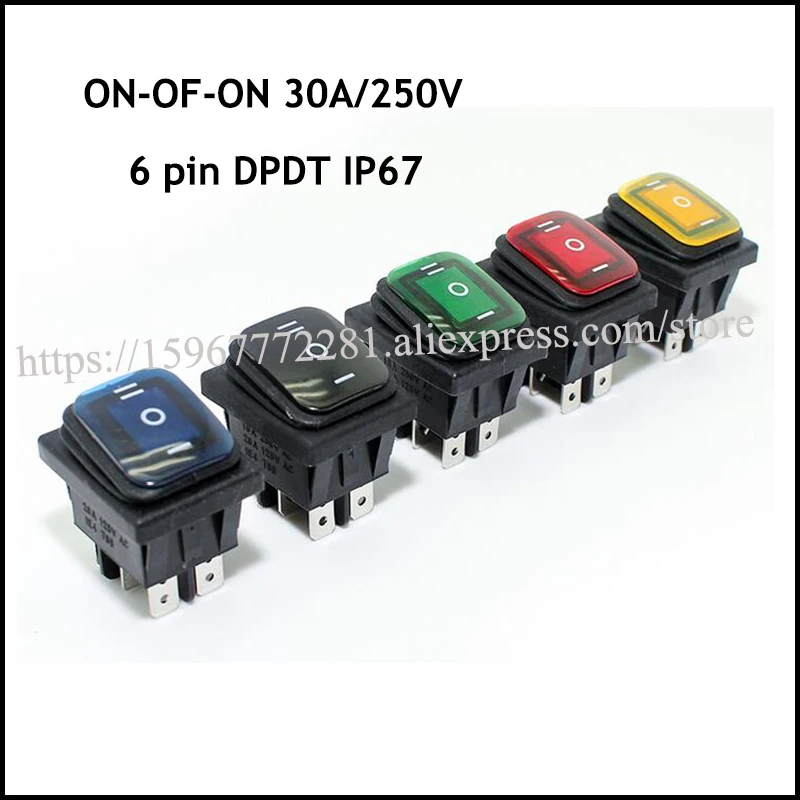 30*22 мм 30A/250V Heavy Duty 6-контактный DPDT IP67 Водонепроницаемый T85 ВКЛ-ВЫКЛ-на авто лодка морской переключатель кулисный переключатель с светодиодный 12V 220V