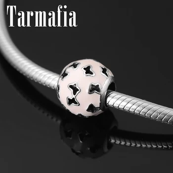 

100% real 925 Sterling Silver DIY hollow out butterfly Pink Round Fine Beads Jewelry making Fit Original European Charm Bracelet