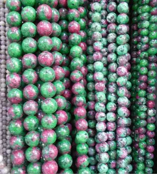 

Free Shipping Natural Stone Red Green Zoisite Beads In Loose 15" Strand 6 8 10 12 MM Pick Size For Jewelry Making
