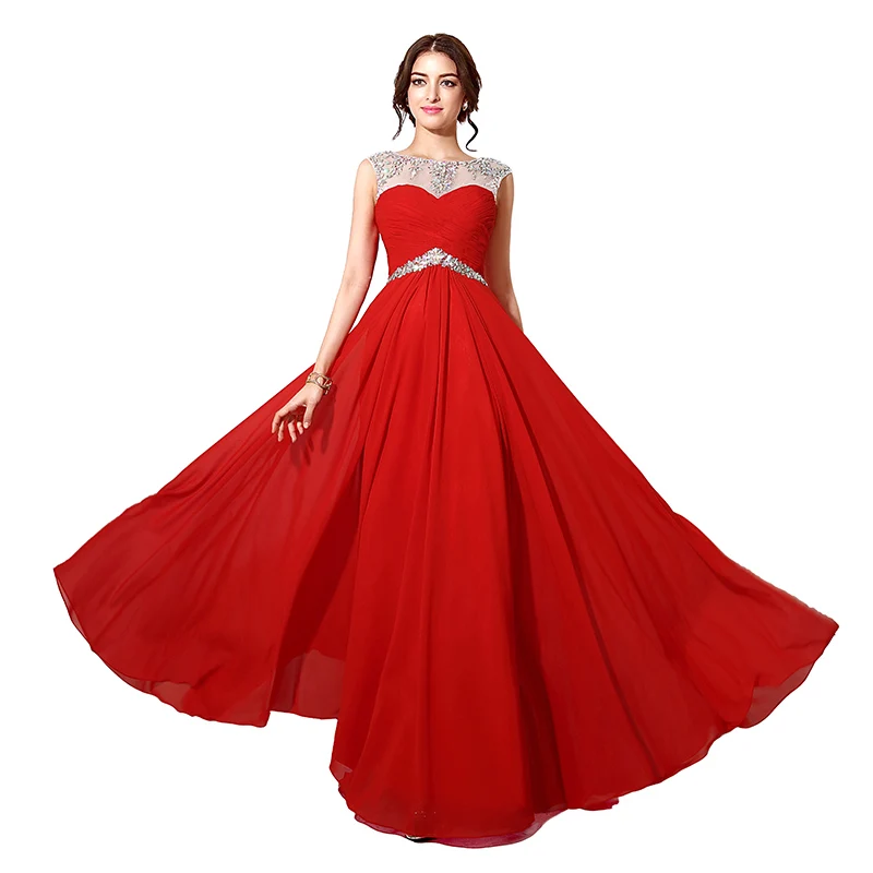 Элегантные длинные хрустальные красные шифоновые Формальные платья для выпускного вечера с кристаллами длина до пола официальное вечернее платье реальные фотографии SLD196 - Цвет: Red