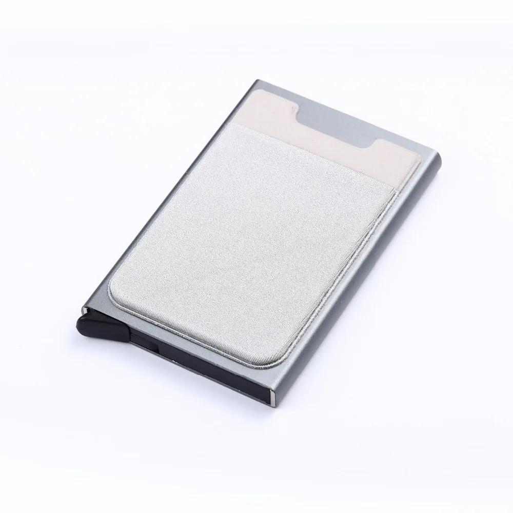 BYCOBECY Rfid Умный кошелек кредитный держатель для карт металлические тонкие мужские кошельки Pass Secret Pop Up минималистичный кошелек маленький черный кошелек - Цвет: Sliver1 Sliver Cover