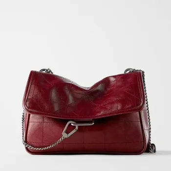 

New Rhombus Black Rock Soft Single Shoulder Oblique Span Chain Bag Luxury Handbags for Woman 2020 PU Leather Messenger Bag