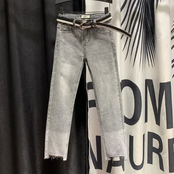 

European Goods Personality Color Panel Skinny Jeans Women's 2020 Spring New High-Waist Denim Pants Ladies Jeans Jeansy Damskie