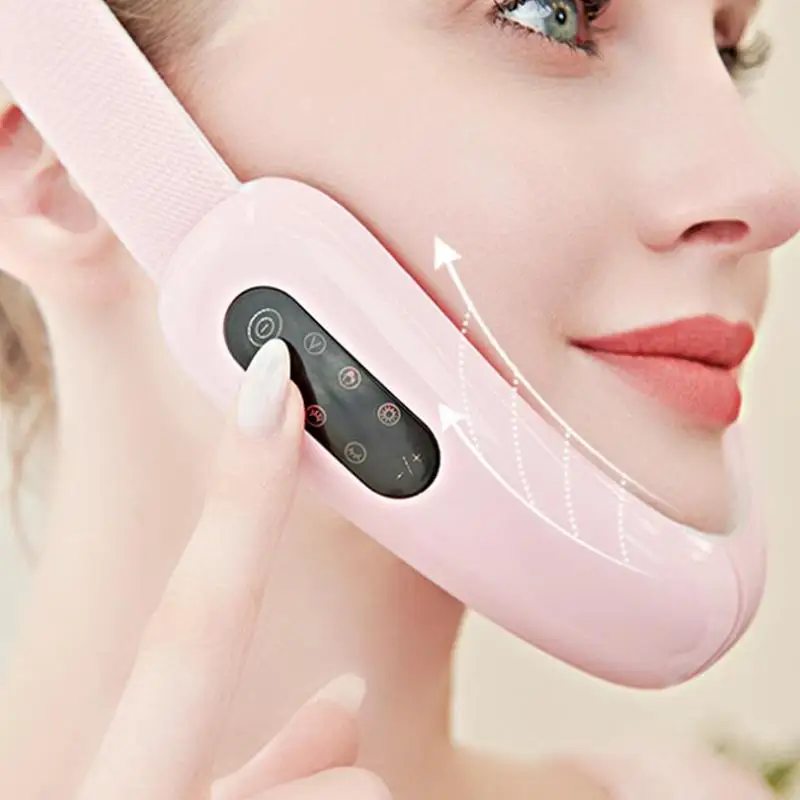 

Chin V-Line Up Lift Belt Machine Red Blue LED Photon Therapy Slimming Face Ultrasonic Vibration Massager Electric Lifting