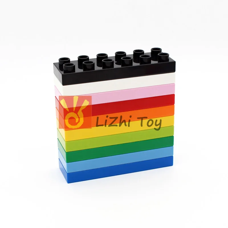 MOC DIY большой строительный блок Duplo 98233 кирпич 2X6X1/2 (толстый) размер собранные