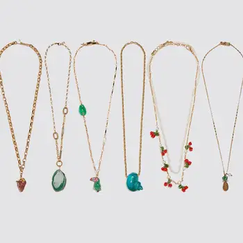 

Dvacaman 2020 Newly ZA Trendy Cute Fruits Pineapple Strawberry Pendant Chain Necklace Women Animal-shaped Pendant Shell Necklace