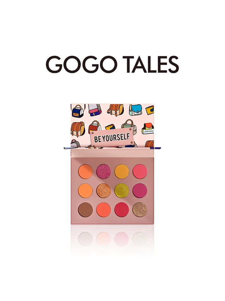 Gogo tales, 12 цветов, палитра теней для век, яркие цвета, мерцающий матовый пигмент, стойкий зимний блеск, тени для век, пудра, BN197