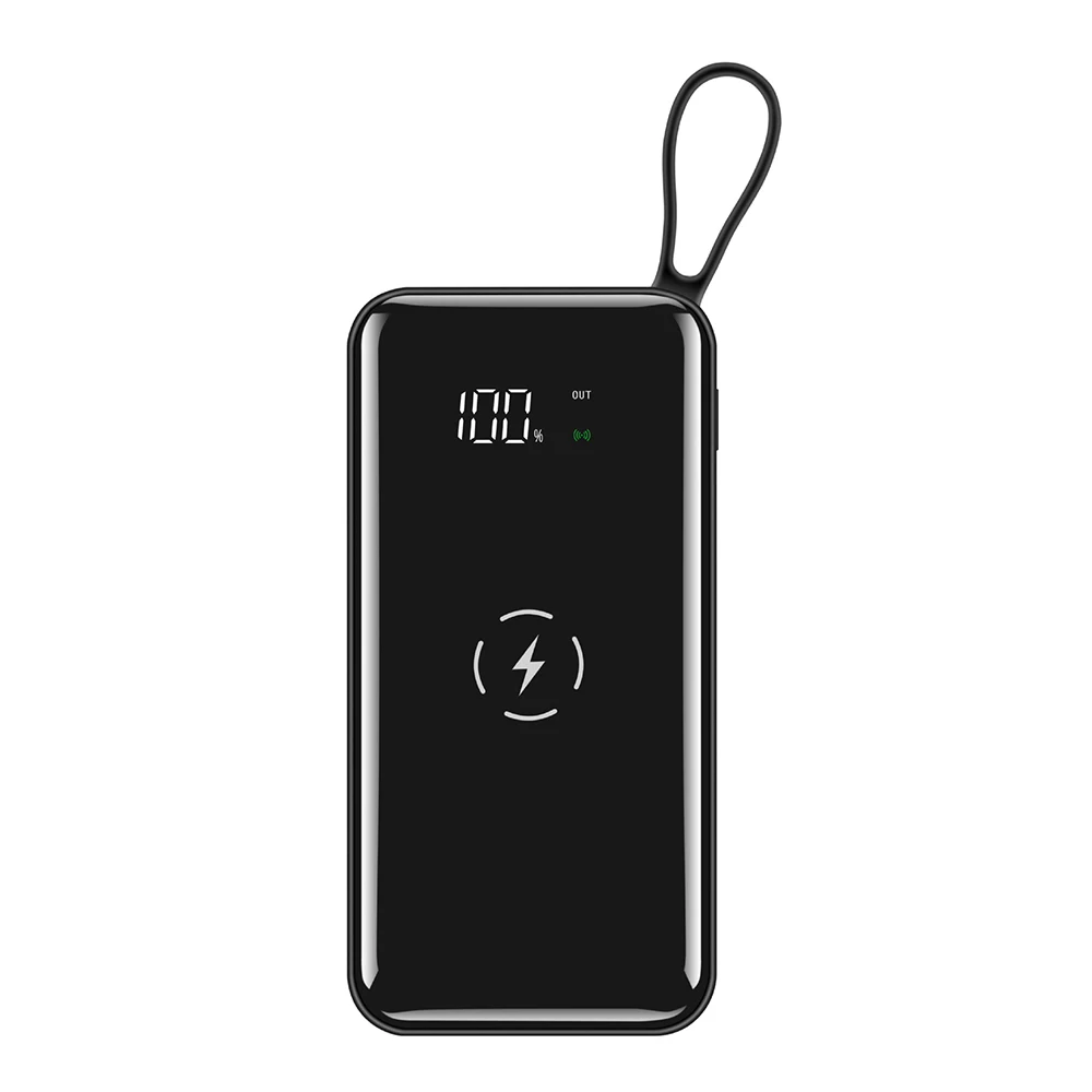 10000 мАч Qi Беспроводное зарядное устройство Банк мощности для iPhone samsung портативный зеркальный светодиодный дисплей внешний аккумулятор быстрая зарядка внешний аккумулятор - Цвет: Черный