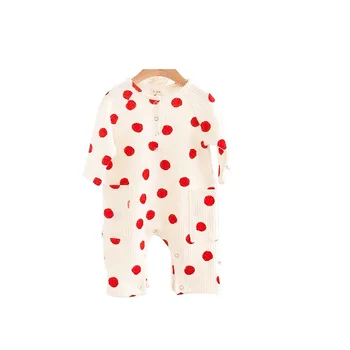 

WLG Baby Rompers New Born Clothes Spring Autumn Black Red Dot Printed Beige Long Sleeve Romper Toddler Casual Clothes for 6-18M