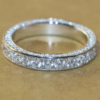 

Simple Women Wedding Party Finger Rings Dazzling Diamond 925 Silver Anniversary Gift Proposal Ring Timeless Classic Jewelry
