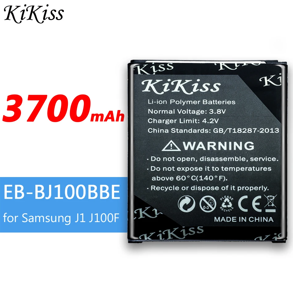 Литиевый аккумулятор KiKiss для Samsung Galaxy J1 SM J100 J100F J100H J100M EB BJ100BBE3700mAh|Аккумуляторы