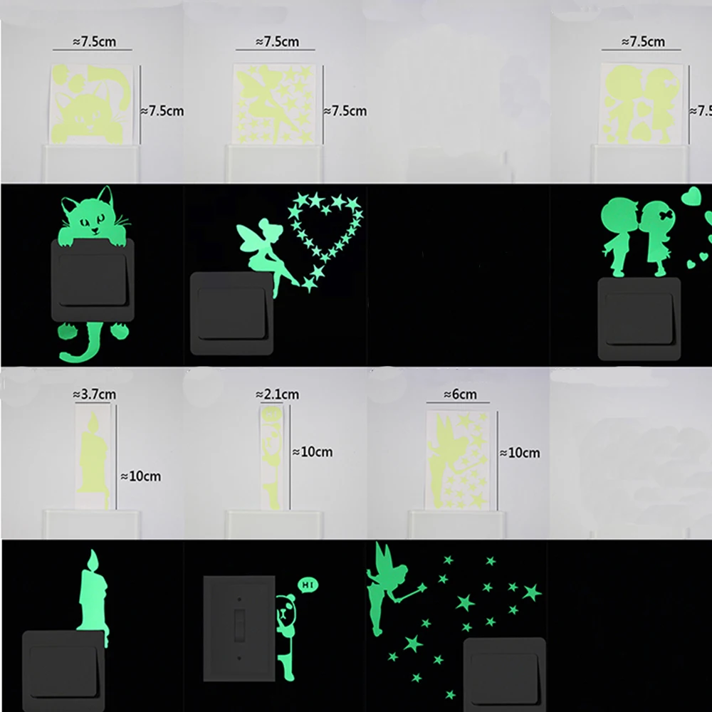 1 шт. мультяшная светящаяся наклейка светится в темноте наклейка на стену s домашний декор Детская комната декоративная наклейка на стену кошка