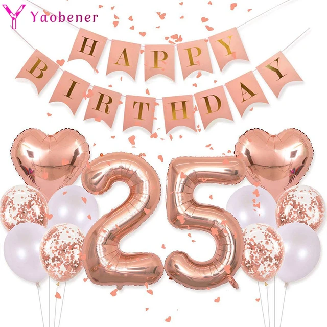 Palloncini buon compleanno 25 anni palloncini Foil numero oro rosa  decorazioni per feste per adulti ragazzo