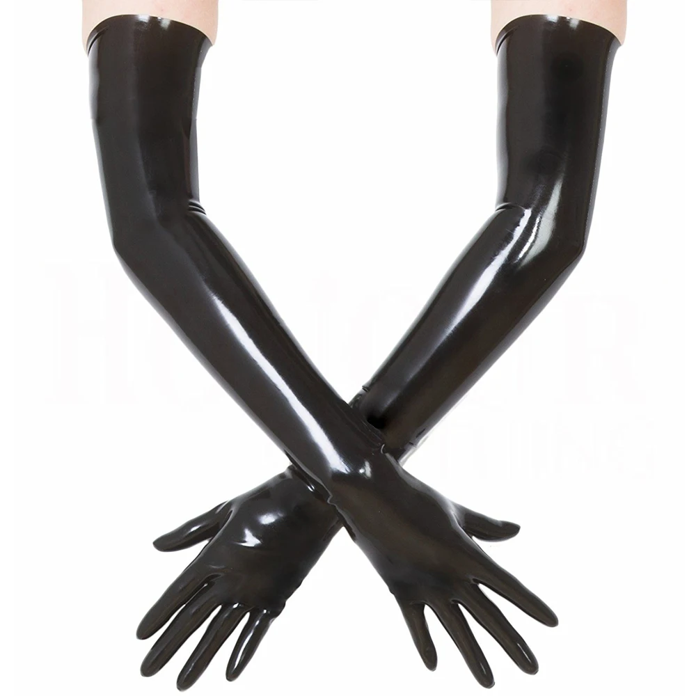 Hot Wrist seamless black / red latex opera long gloves fetish Long Toe Socks New slim high