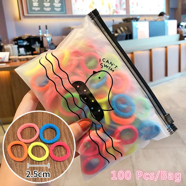 50/100/200 Pcs/Bag Children Cute Candy Cartoon Solid Elastic Hair Bands Girls Lovely Srunchies Rubber Bands Kid Hair Accessories Mix 3-100 Pcs-Bag