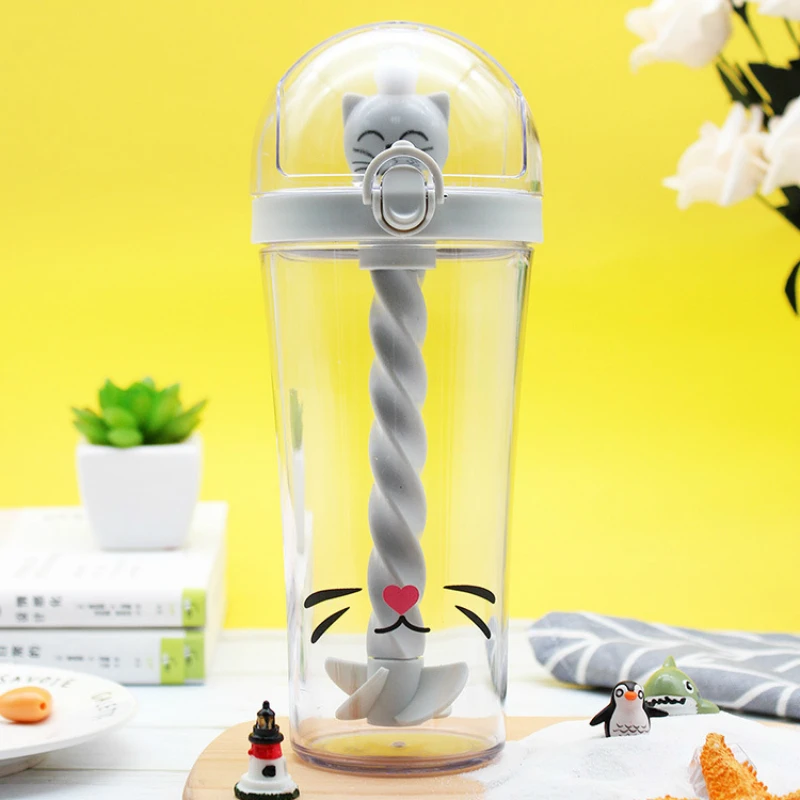 Маленькая желтая утка кружки с рисунками из мультфильмов креативные милые с животным принтом смешивая соломенная пластиковая чашка Студенческая офисная молочная кофейная послеобеденная чайная чашка