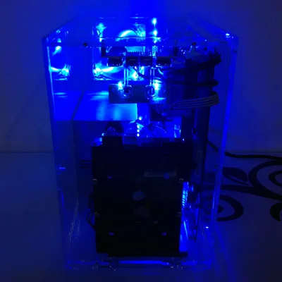 DIY акриловый органический стеклянный компьютер полностью прозрачный персональный вертикальный MATX игровой ПК чехол шасси с цветным вентилятором лампы - Цвет: with blue lamp fan