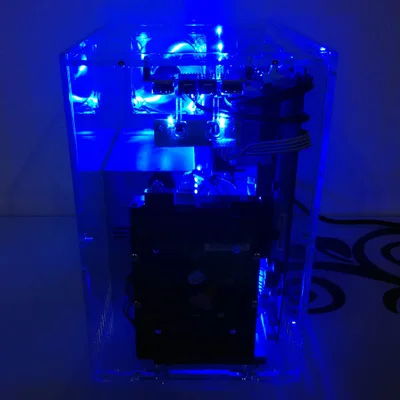 with blue lamp fan DIY акриловый органический стеклянный компьютер полностью прозрачный персональный вертикальный MATX игровой ПК чехол шасси с цветным вентилятором лампы - Цвет: with blue lamp fan